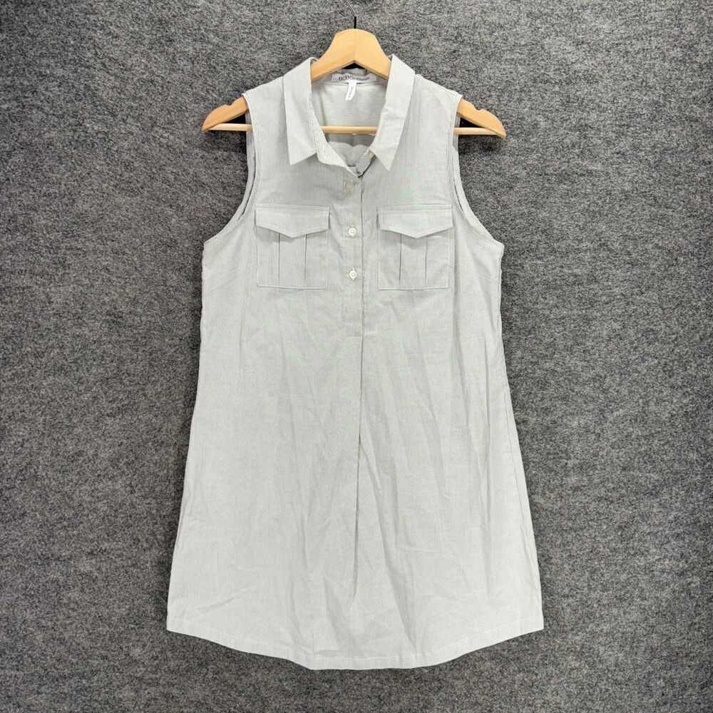 BCBGeneration Shirt Dress Women S Small Gray Midi Collared Button Sleeveless
